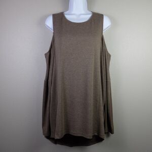 Brown Cold Shoulder Long Sleeve Top Size XL